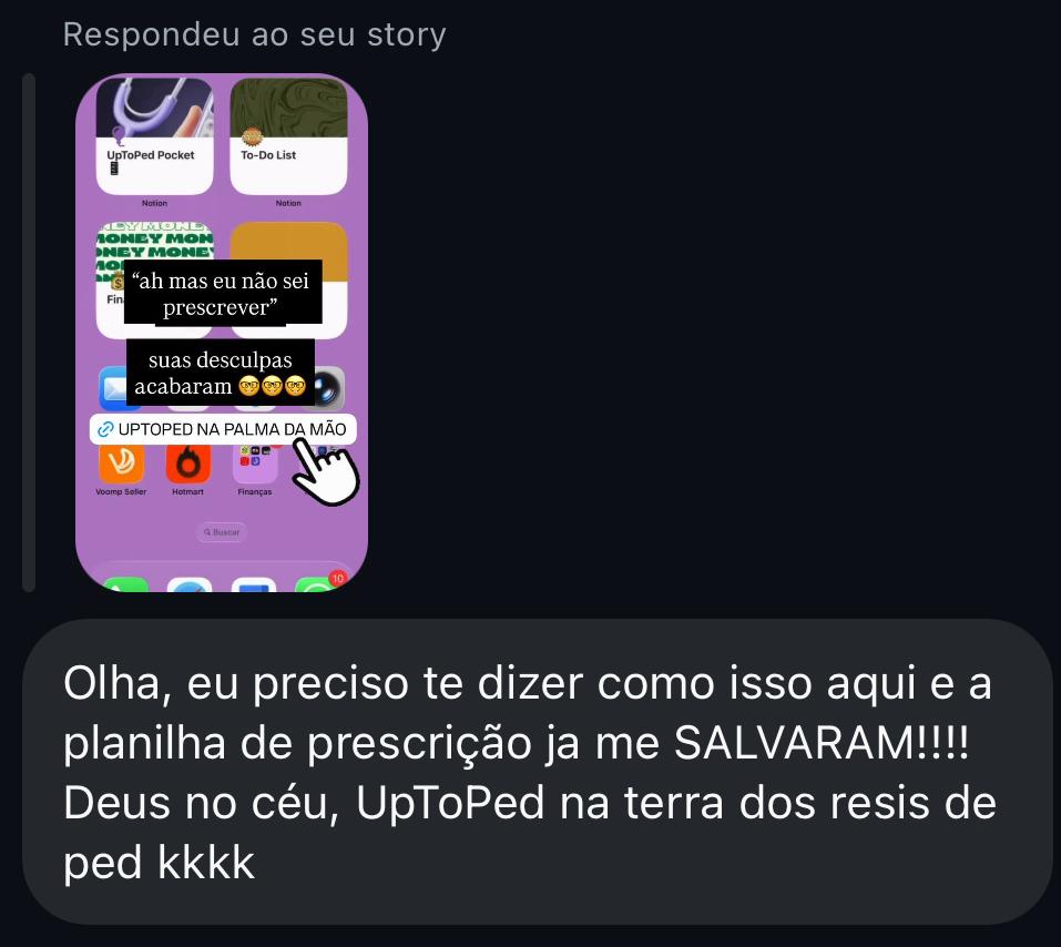 Print de depoimento de quem usa o UpToPed Pocket