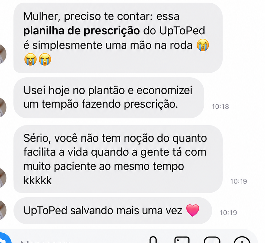 Print de depoimento de quem usa o UpToPed Pocket